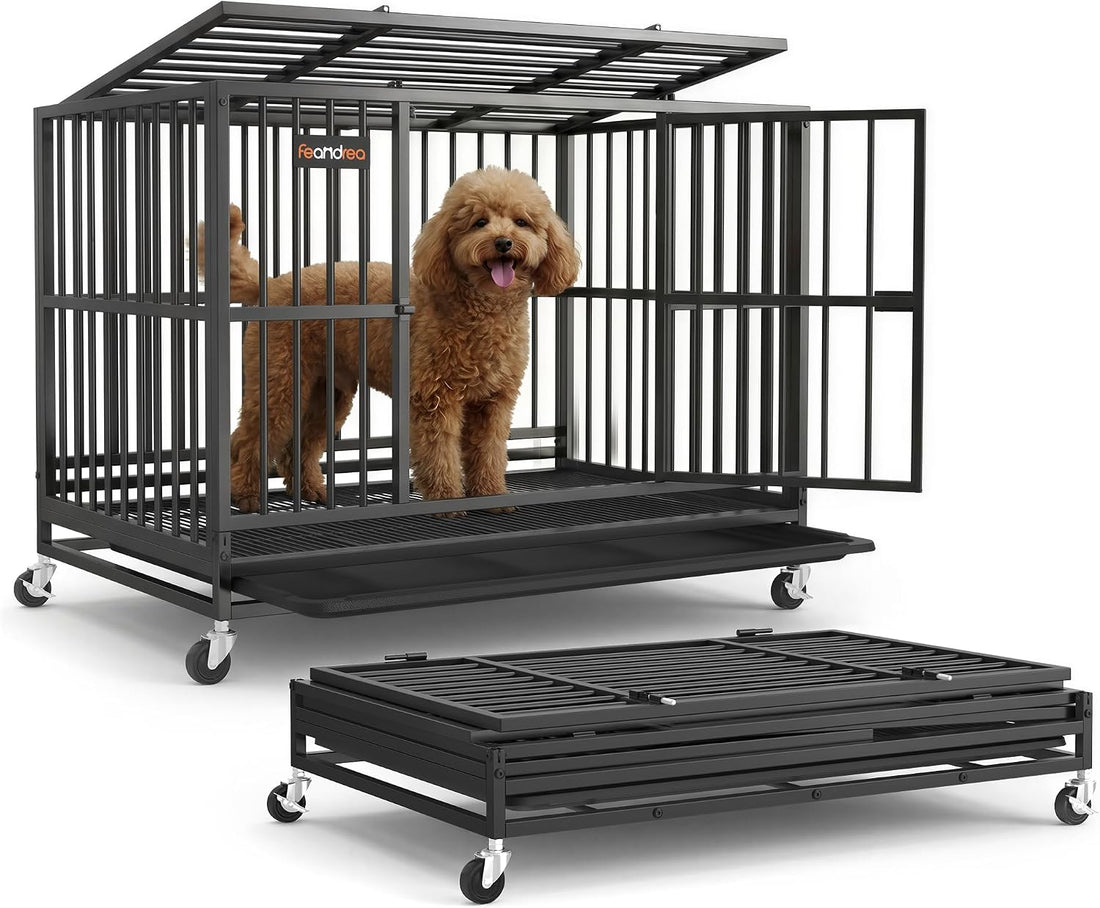 Feandrea Heavy-Duty Foldable Dog Crate, 5-Minute Quick Setup