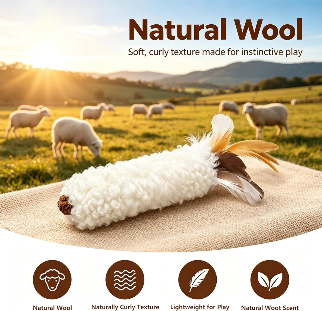 3‑Pack Wool Kicker Cat Toys with Catnip & Silvervine Gall Fruit