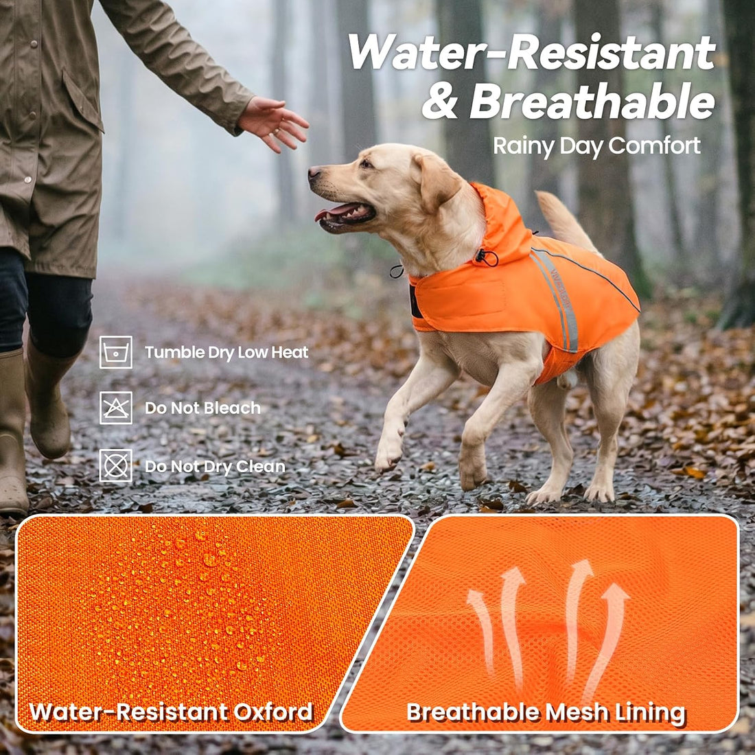 VIVAGLORY Wetoff Dog Raincoat, Rain Coat for Dog All Seasons Adventure