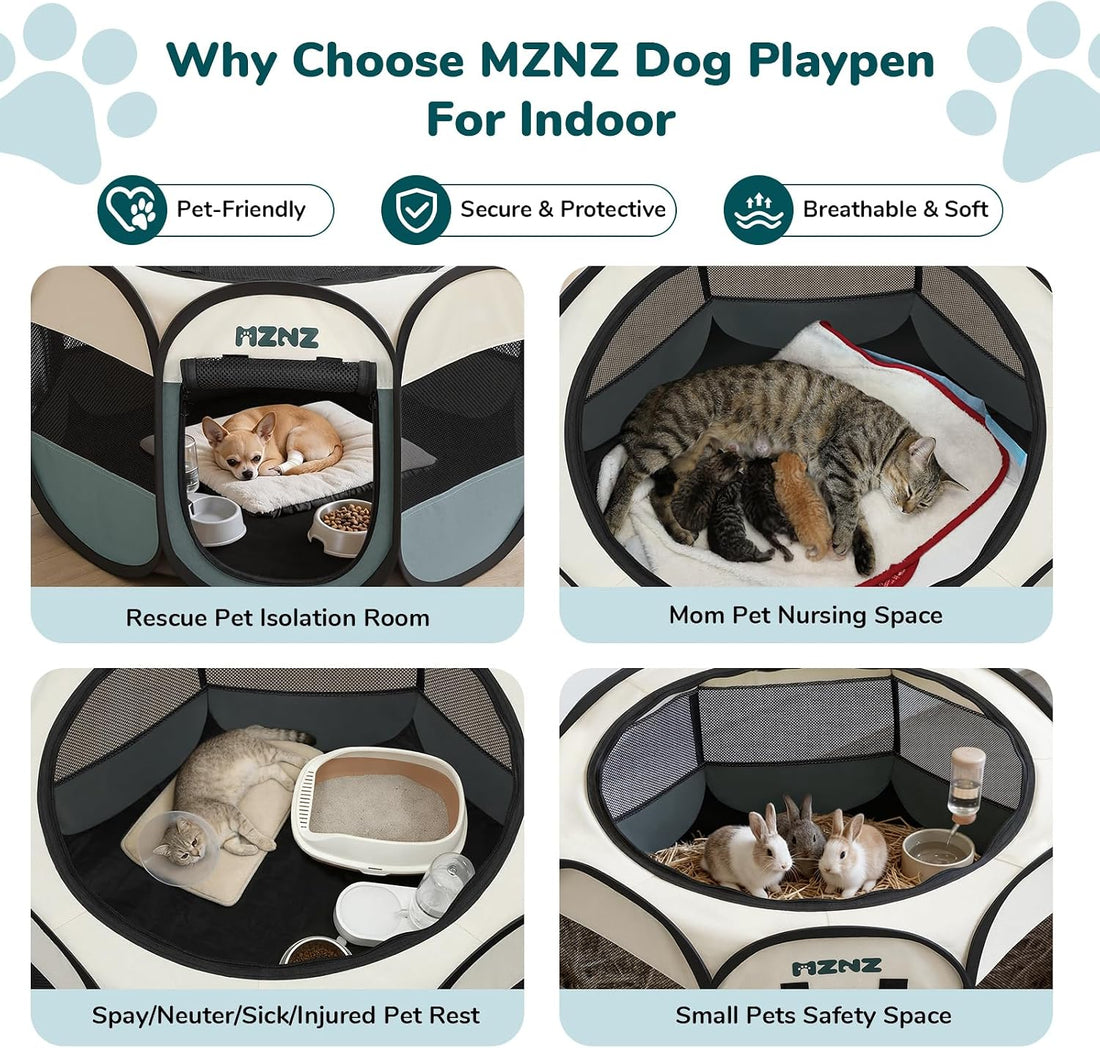 Dog Playpen, Portable Cat Playpen Crate Indoor for Dogs Cats Rabbits
