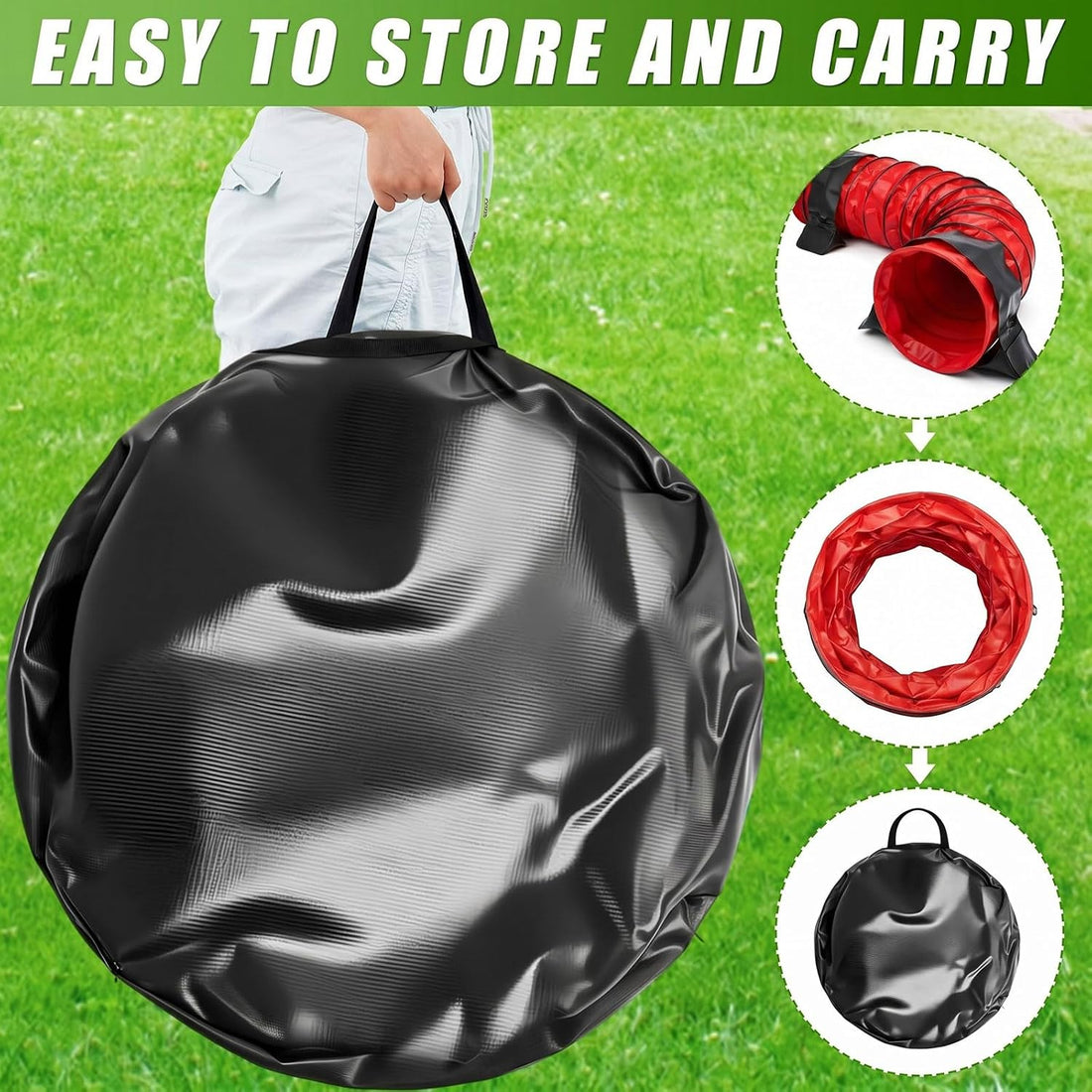 Briwooody 24 in 10 Foot PVC Dog Agility Tunnel with Sandbags Dogs