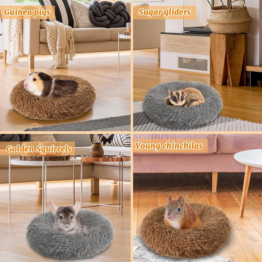 PETKNOWS 2-Pack Winter Guinea Pig Beds Hamster Bed Small Animal
