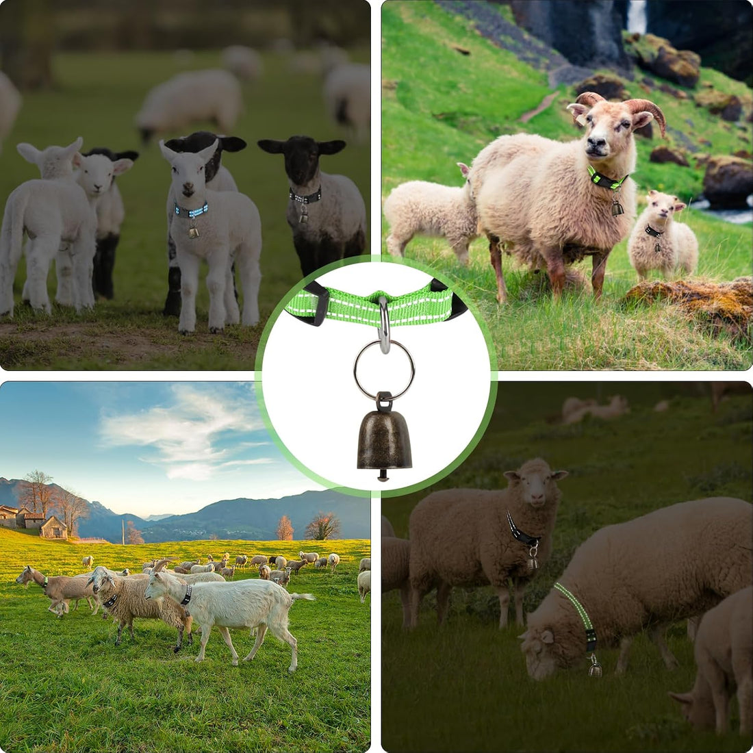 3 Pack Reflective Goat Collars with Bells,Anti-Lost Pet Collar