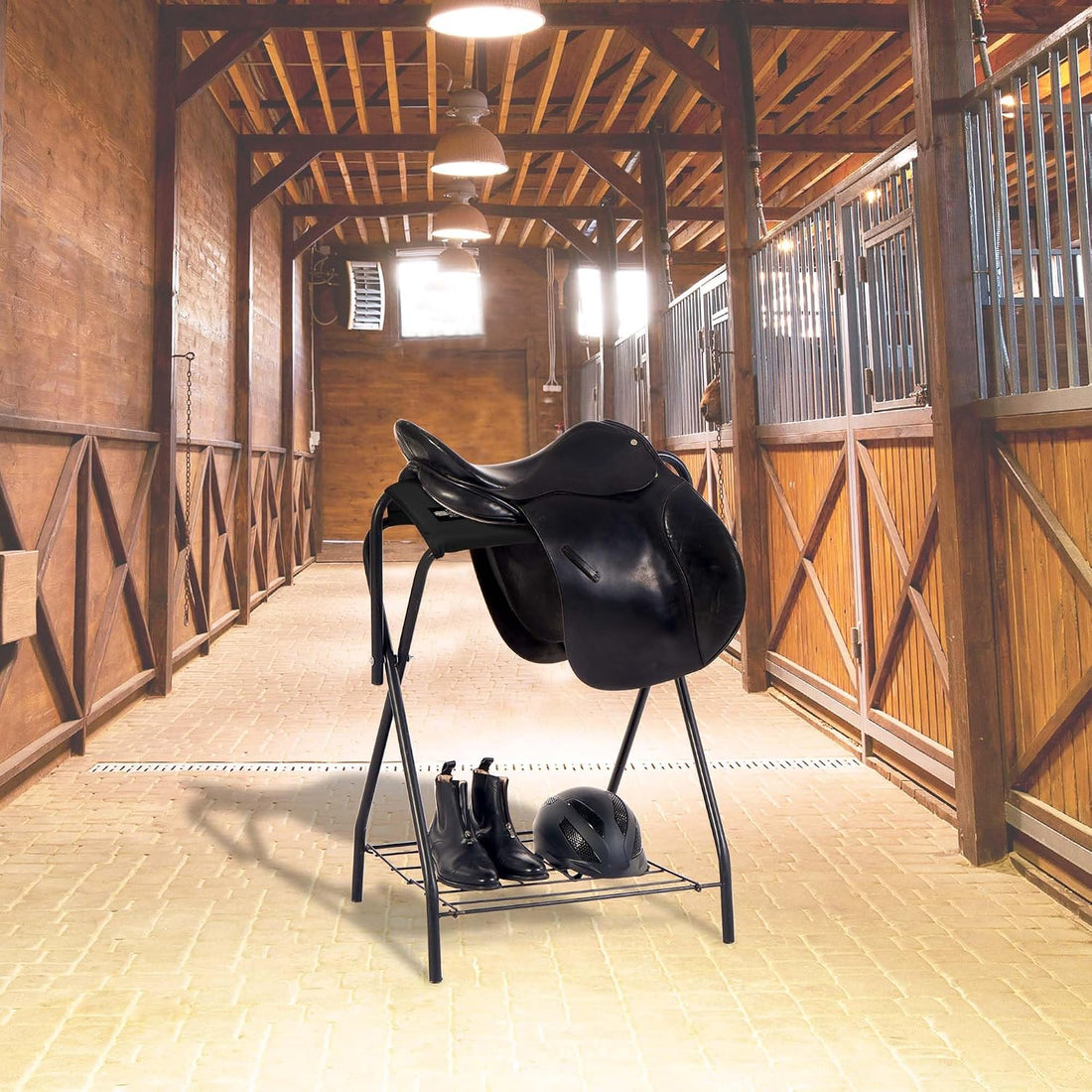 Harrison Howard Freestanding Horse Saddle Rack, w/Supportive Fabric