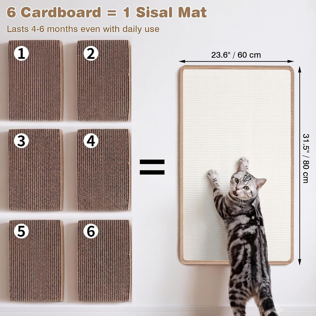 Sisal Cat Scratching Mat: 31.5"x23.6" Large Scratch-Resistant Pad