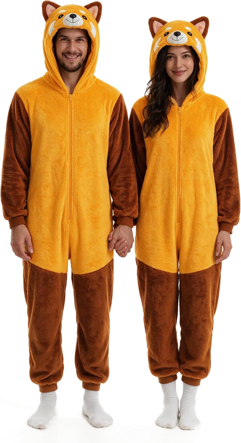 Flannel Fleece Adult Onesies – Fuzzy Onepiece Hood Costume