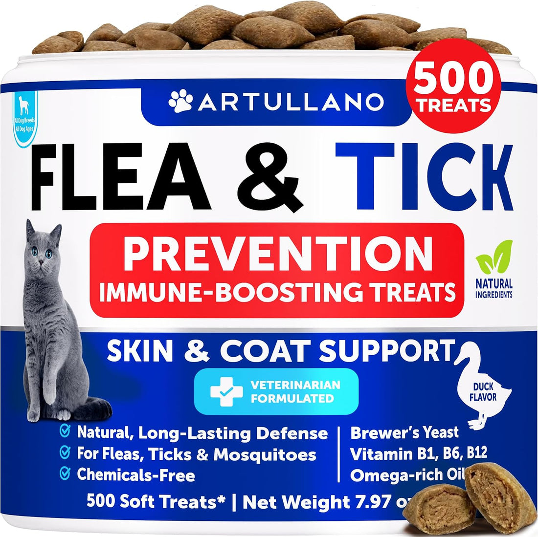 Flea and Tick Support for Dogs - 120 Chews - Dog Flea Chewables