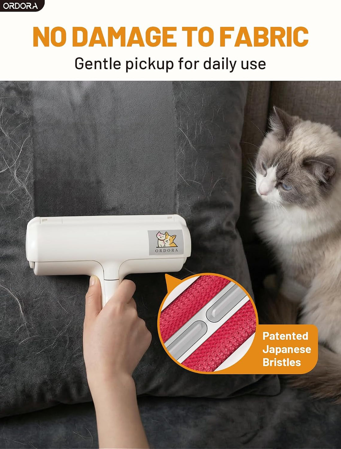 ORDORA Pet Hair Removal Tool: Reusable Lint Roller for Pet Hair