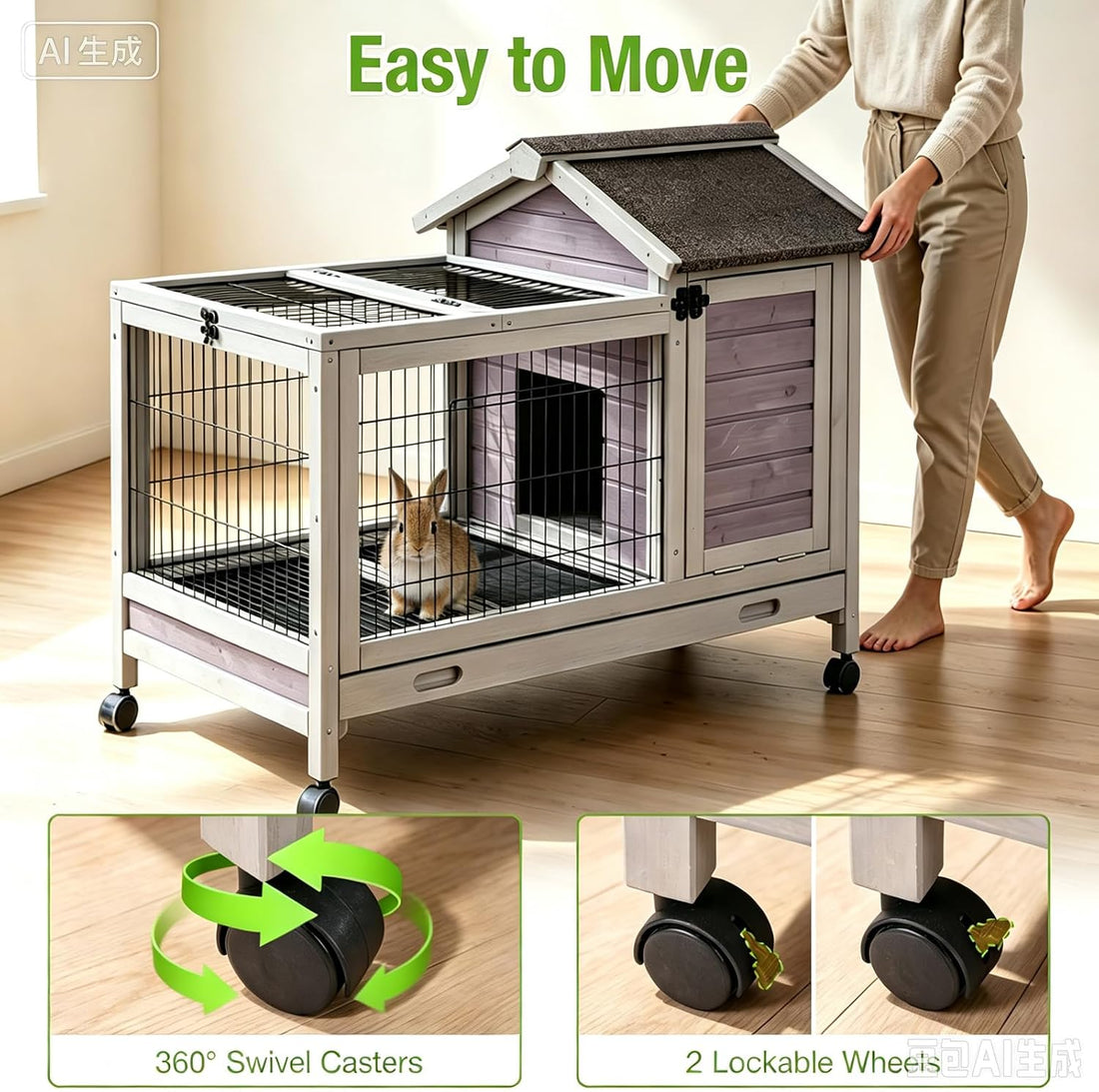 Aivituvin Rabbit Cage Indoor for 1-2 Bunnies