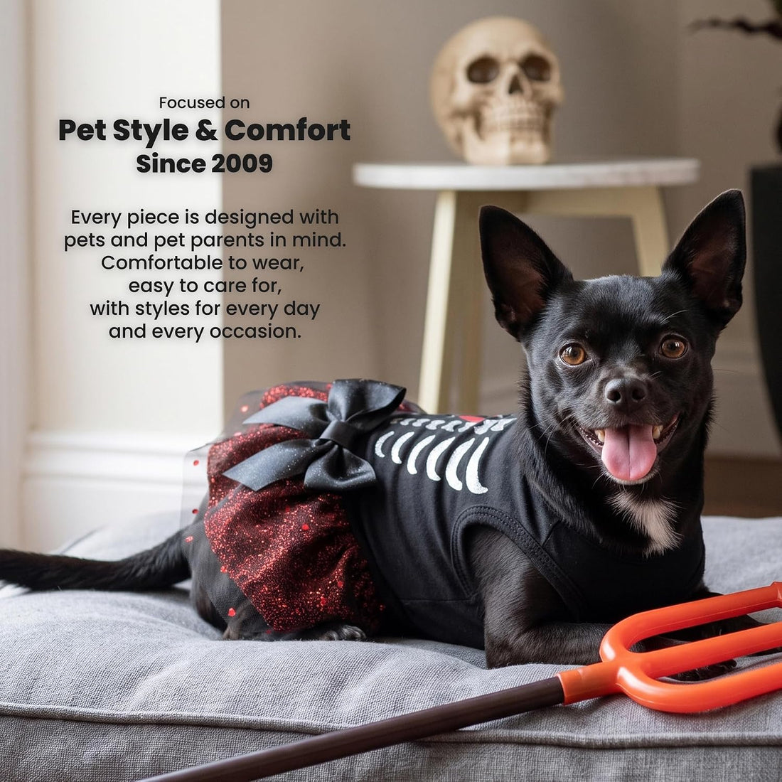 Fitwarm Halloween Skeleton Dog Dress, Funny Dog Halloween Costumes