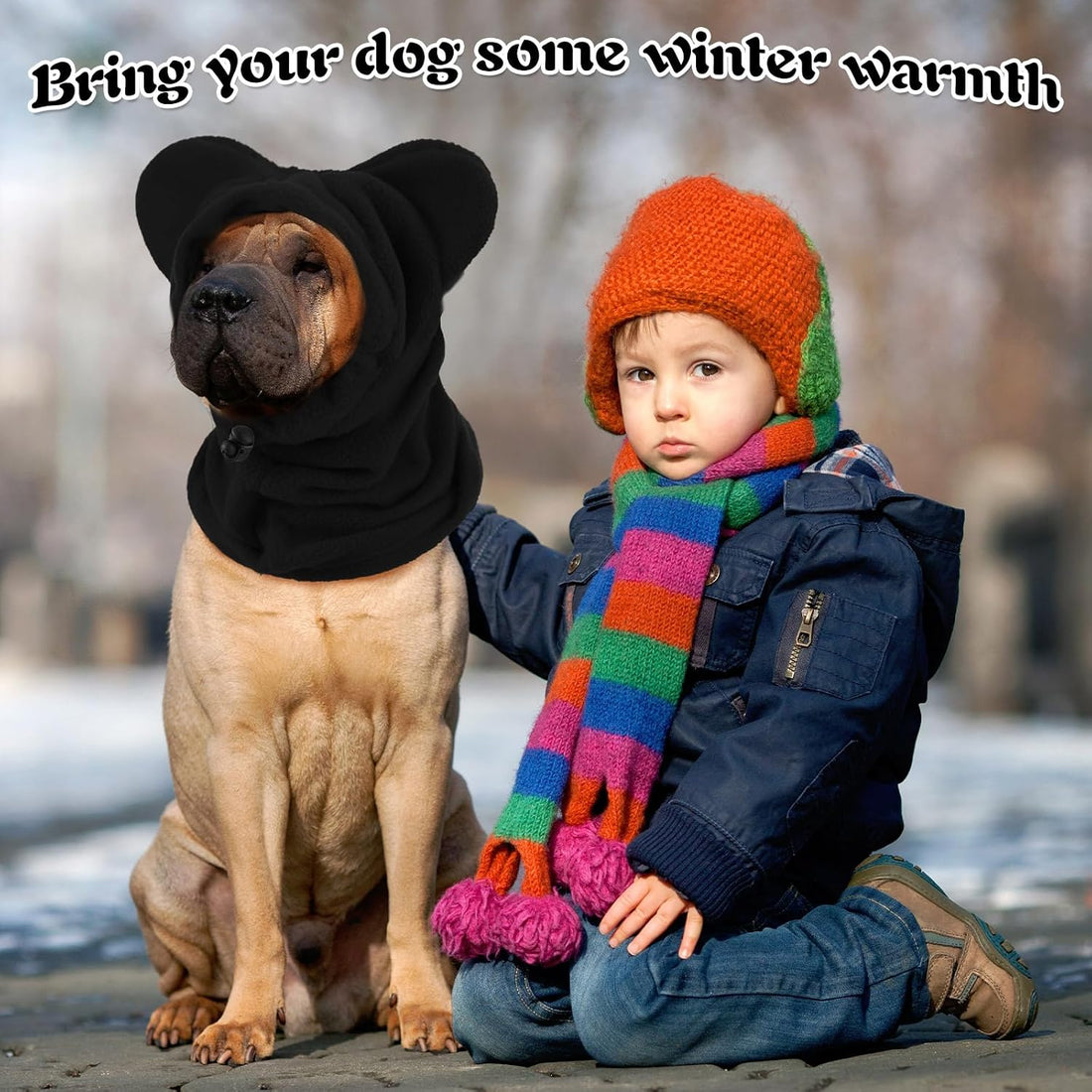 Winter Dog Hat Ear Muffs Pet Neck Warmer Hood with Ears