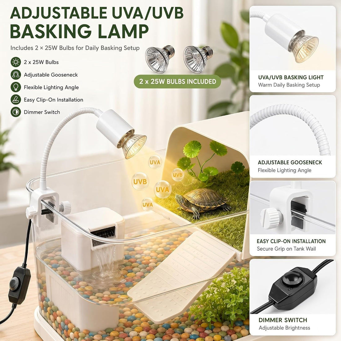 Baby Turtle Tank Starter Kit with UVA/UVB Lamp and Water Filter