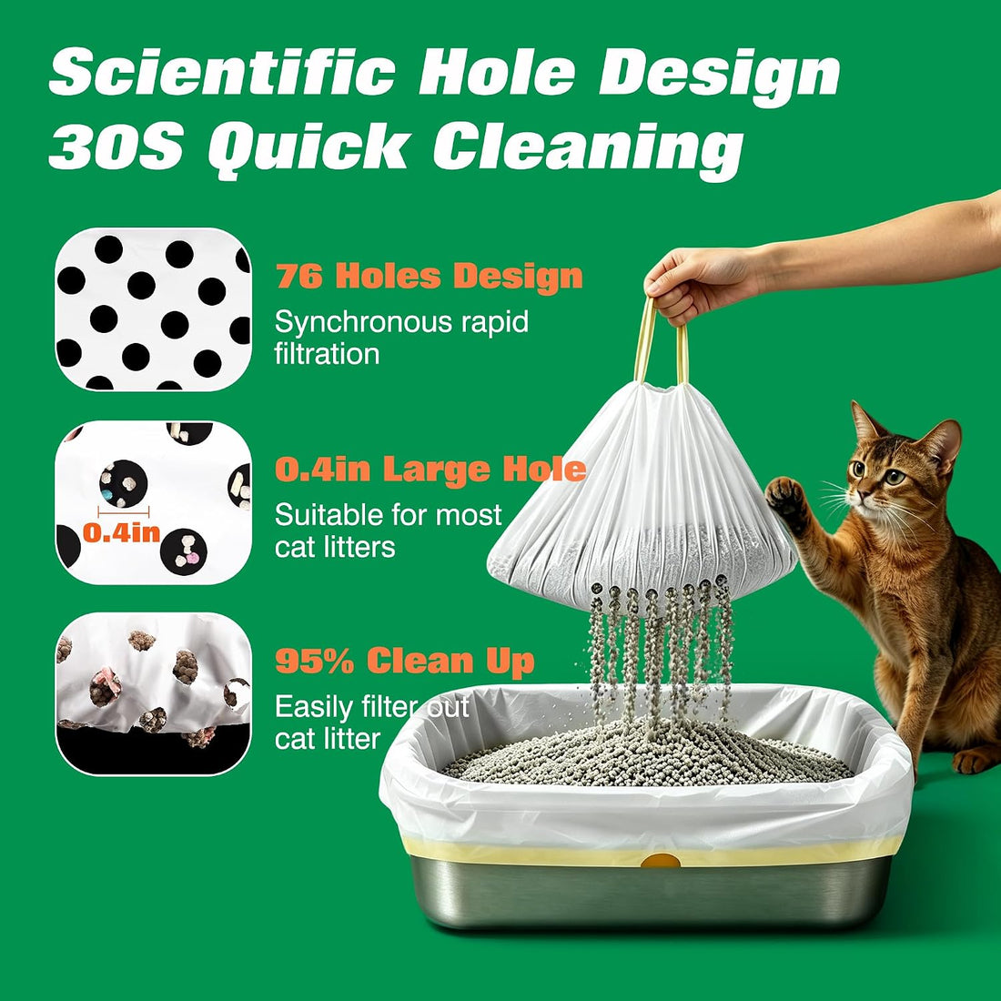 ADDPETS Sifting Litter Box Liners 14 Count,Precision Holes,Quick Clean