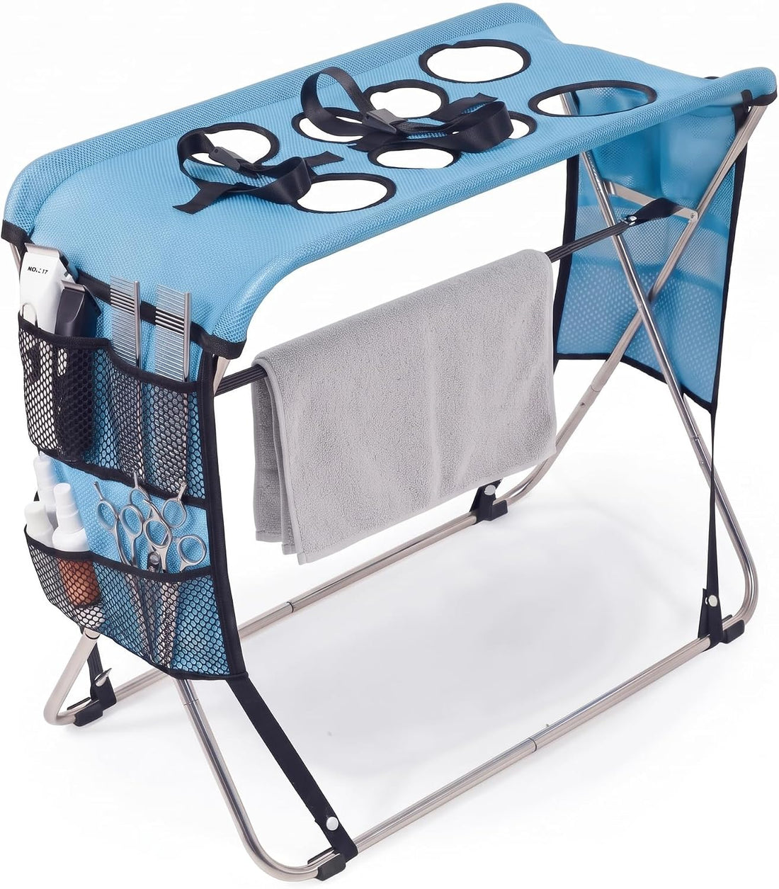 8-Hole Pet Grooming Bath Stand for Small Medium Dogs Cats