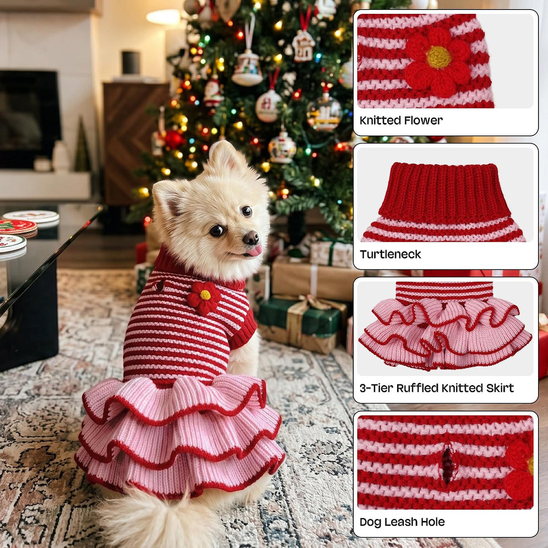 YUDODO Dog Sweater Dress for Small Dogs Girl
