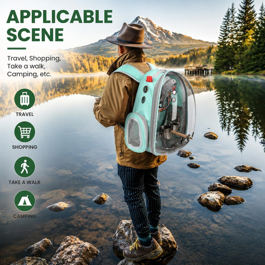 Rypet Bird Carrier Backpack Parrot Portable Breathable Bag Pet Bird