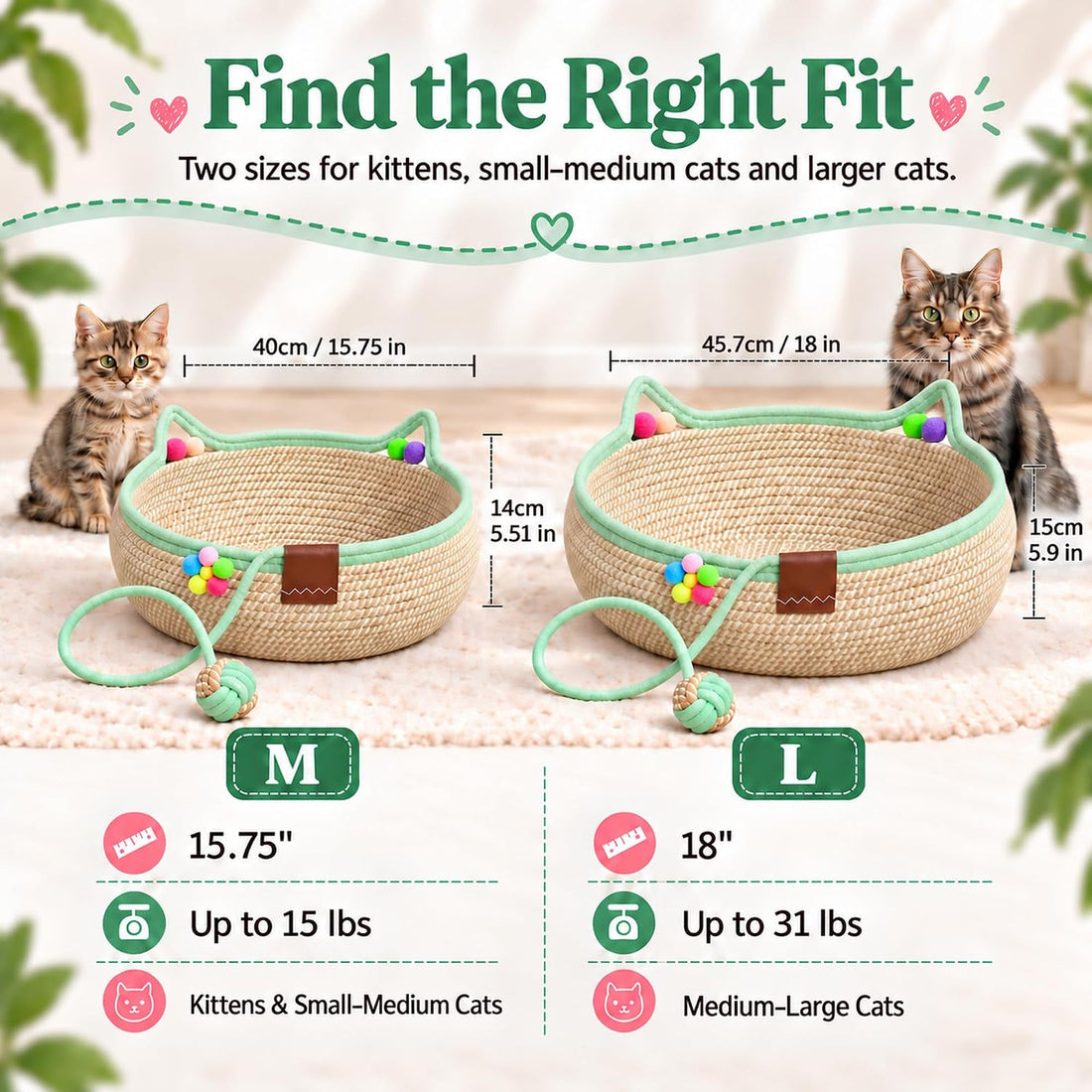 Stimuli Handwoven Cat Basket Bed, Instinct Boho Cat Scratcher Bed
