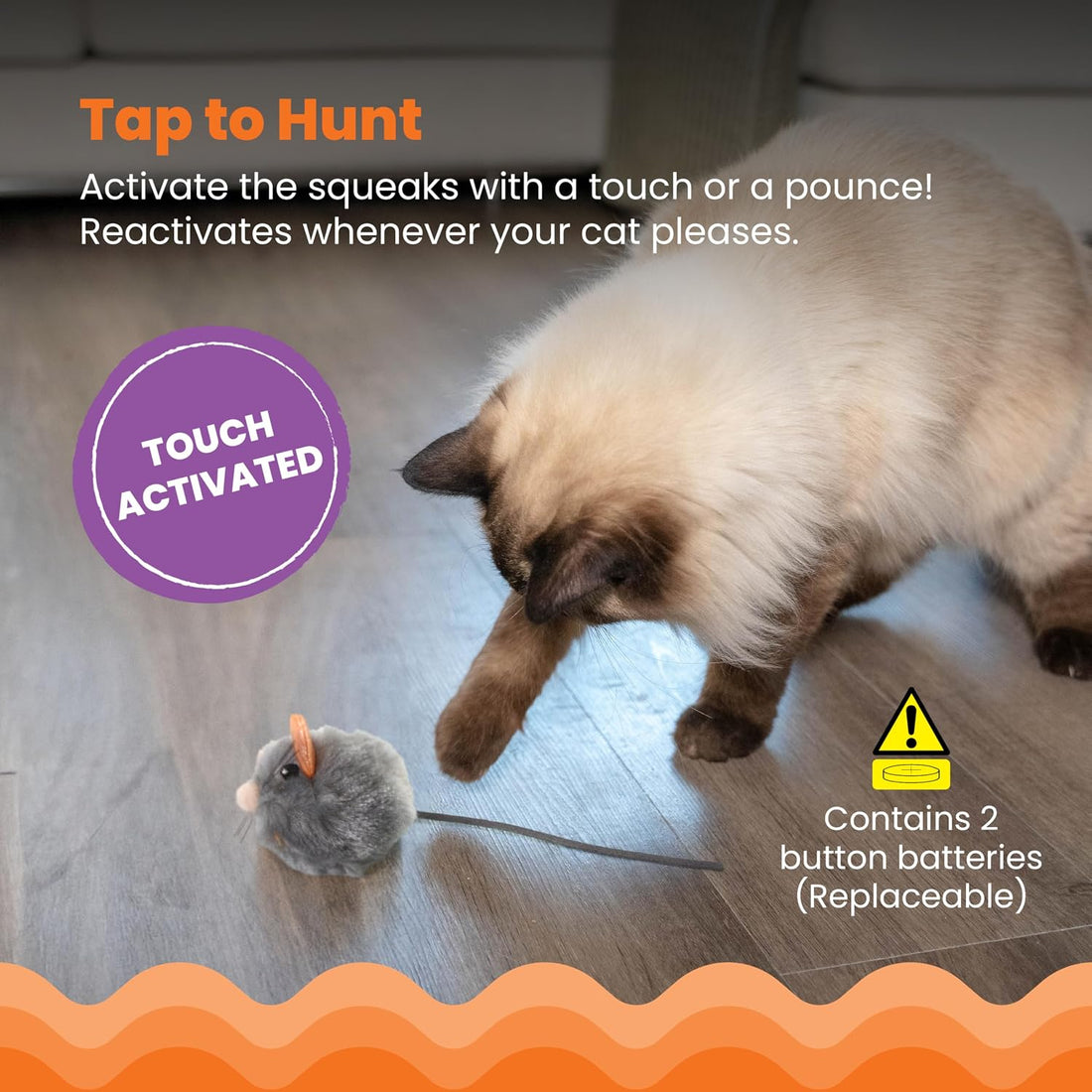 Catstages Squeak Squeak Mouse Cat Toy with Touch-Activated Sound