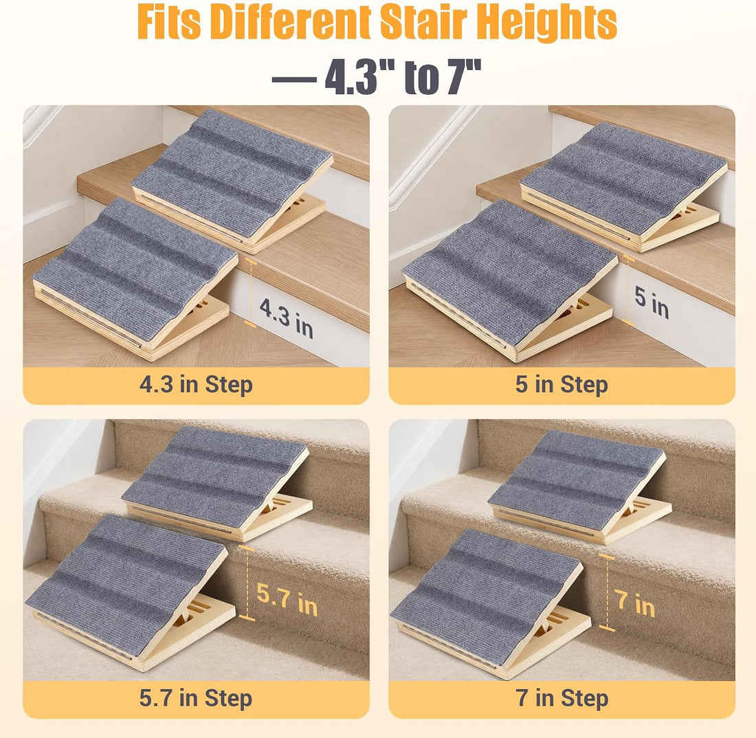 Adjustable Dog Ramp for Stairs, Non-Slip Pet Steps for Small Dogs