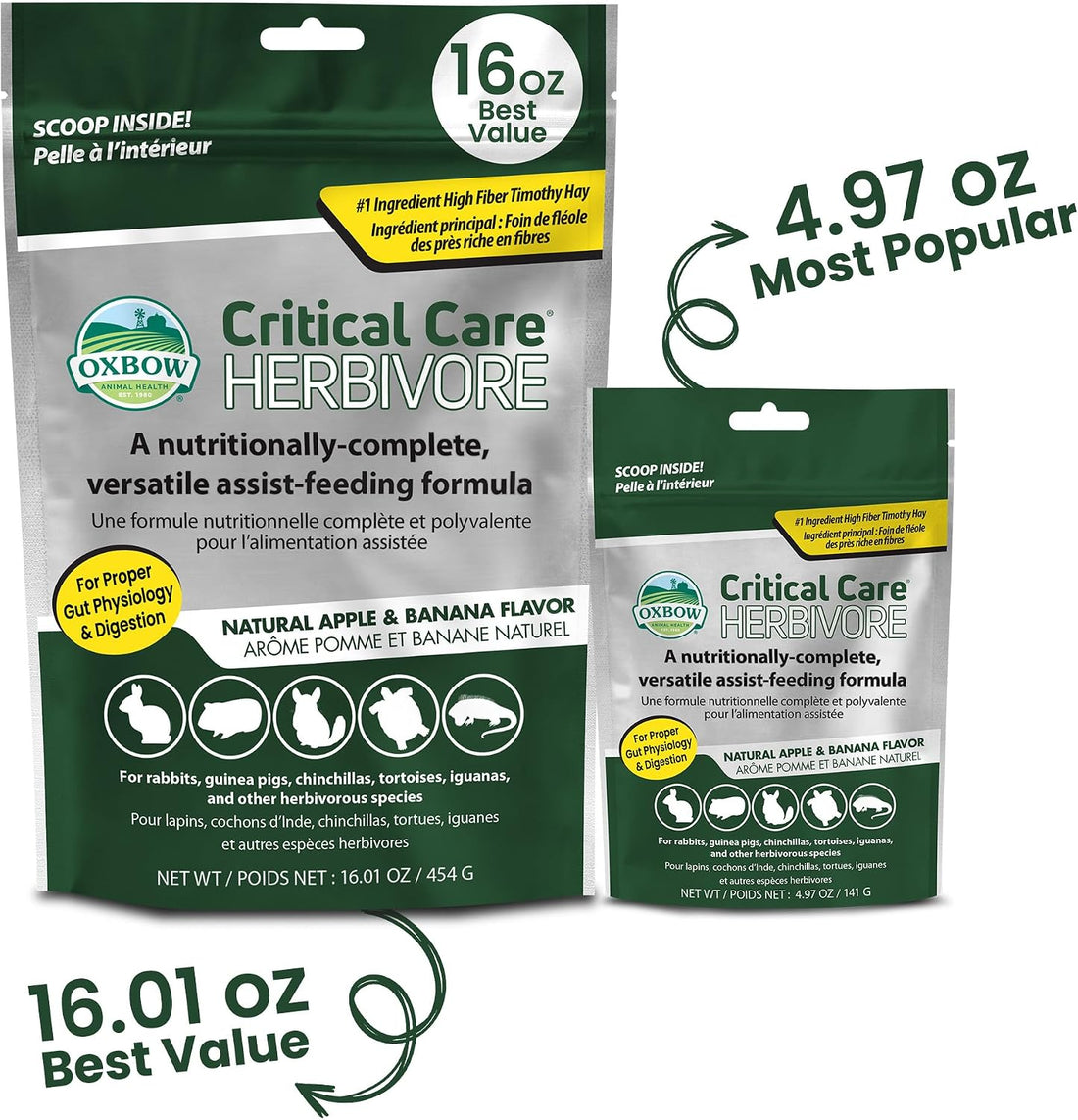 Oxbow Critical Care Herbivore Small Pet Formula, Apple Banana, 141g