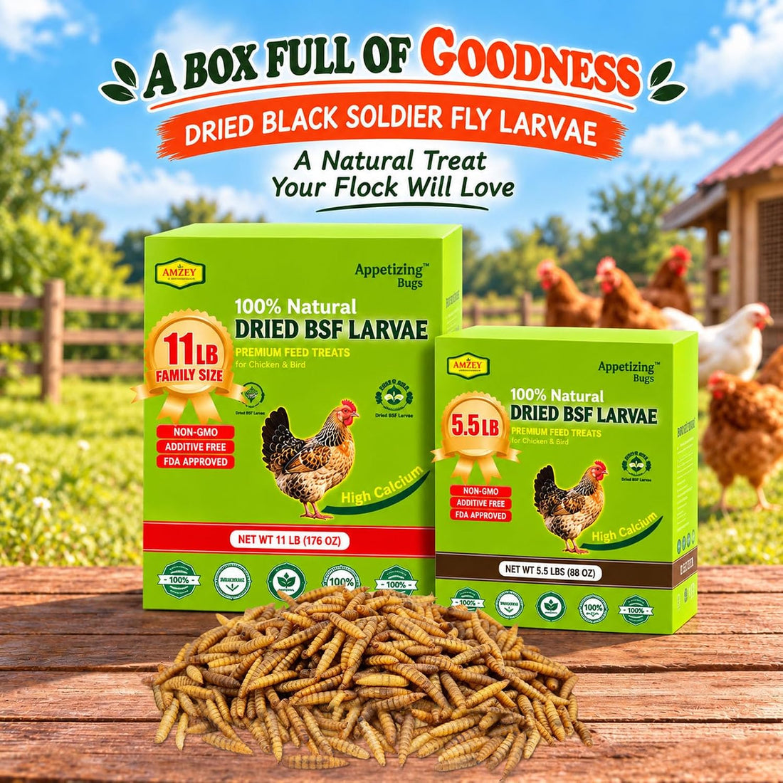 Amzey 11 LB Dried Black Soldier Fly Larvae