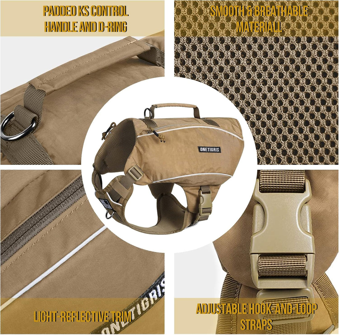 ONETIGRIS Y-Shaped Dog Backpack No Pull CAMLUS Dog Saddle Bag