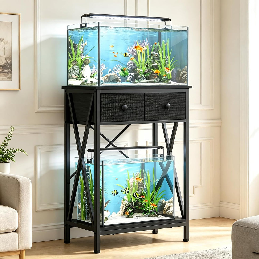 Fish Tank Stand with Drawer,20-29 Gallon Aquarium Stand Easy Assemble
