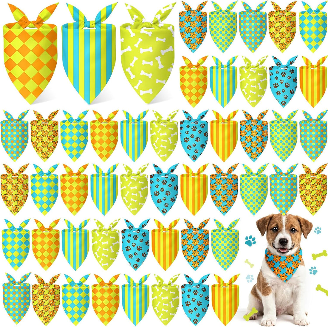 Weewooday 50 Pcs Halloween Dog Bandanas Bulk for Charm Medium Pets