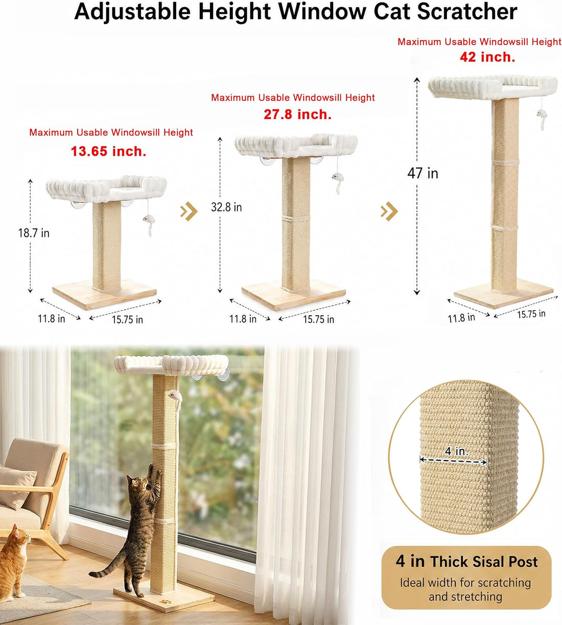 Cat Scratching Post with Large Window Perch