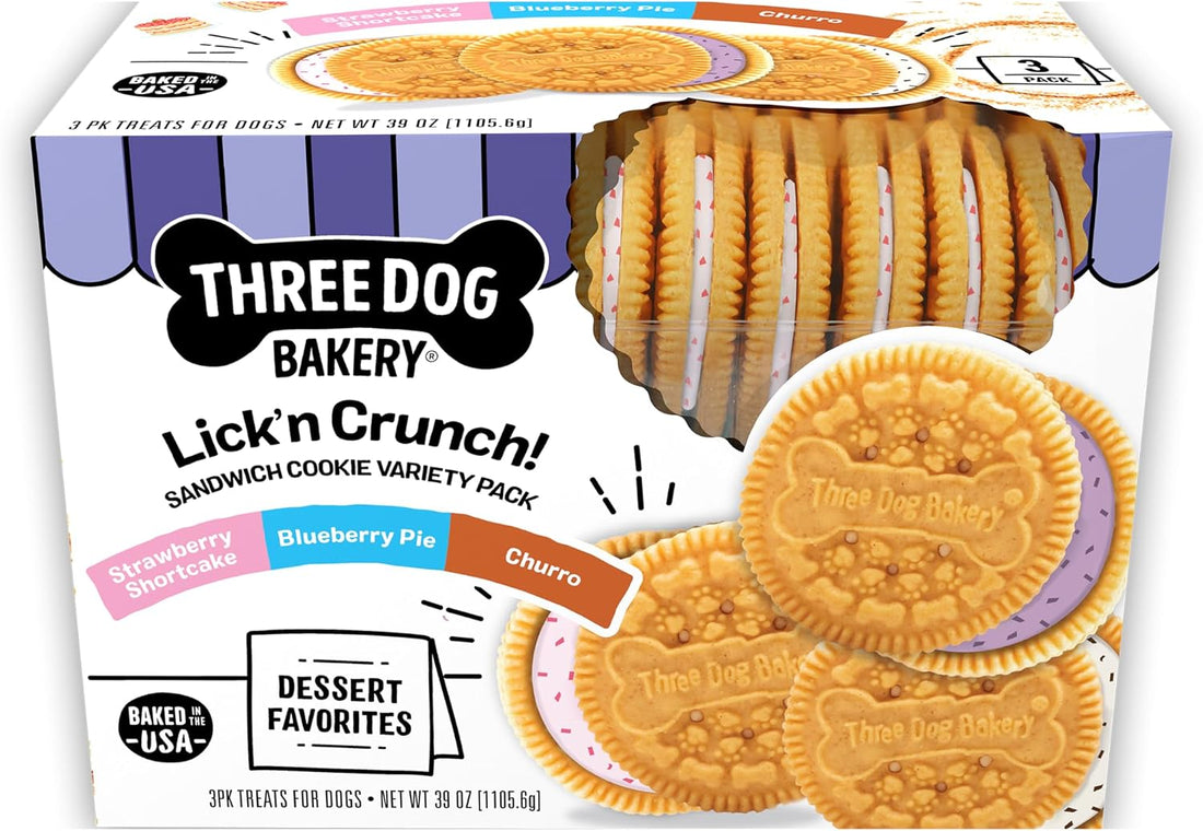 Three Dog Bakery Lick'n Crunch! Dog Treats Variety Pack - 13 oz