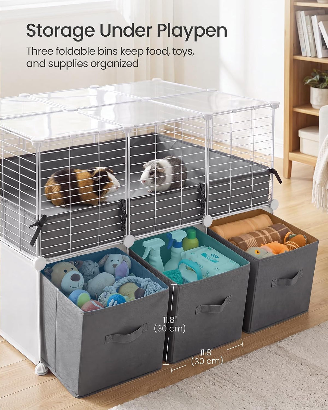 SONGMICS Guinea Pig Cage, 2-Tier with 3 Storage Boxes