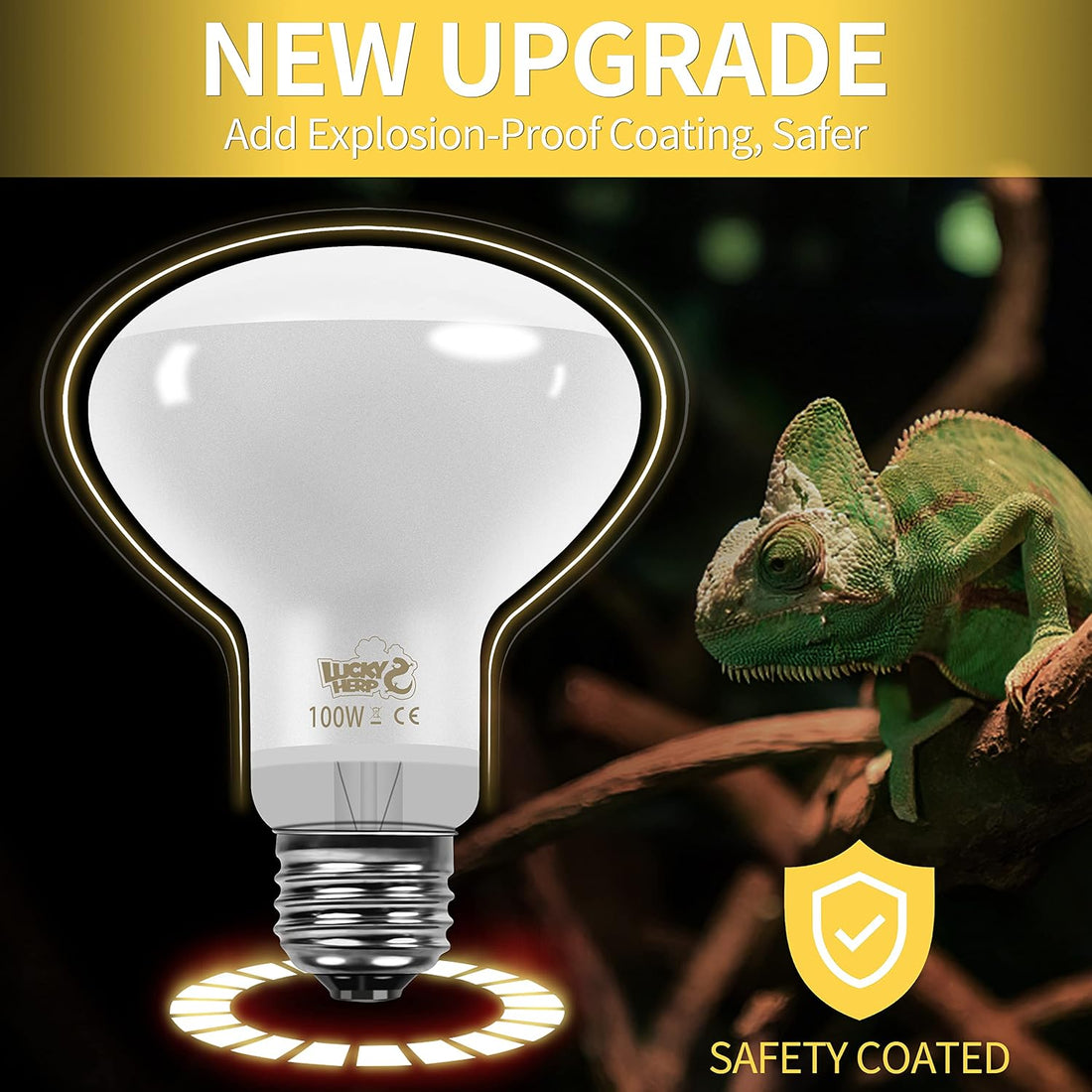 LUCKY HERP New Upgrade 3 Pack 100W Reptile Heat Lamp Bulb