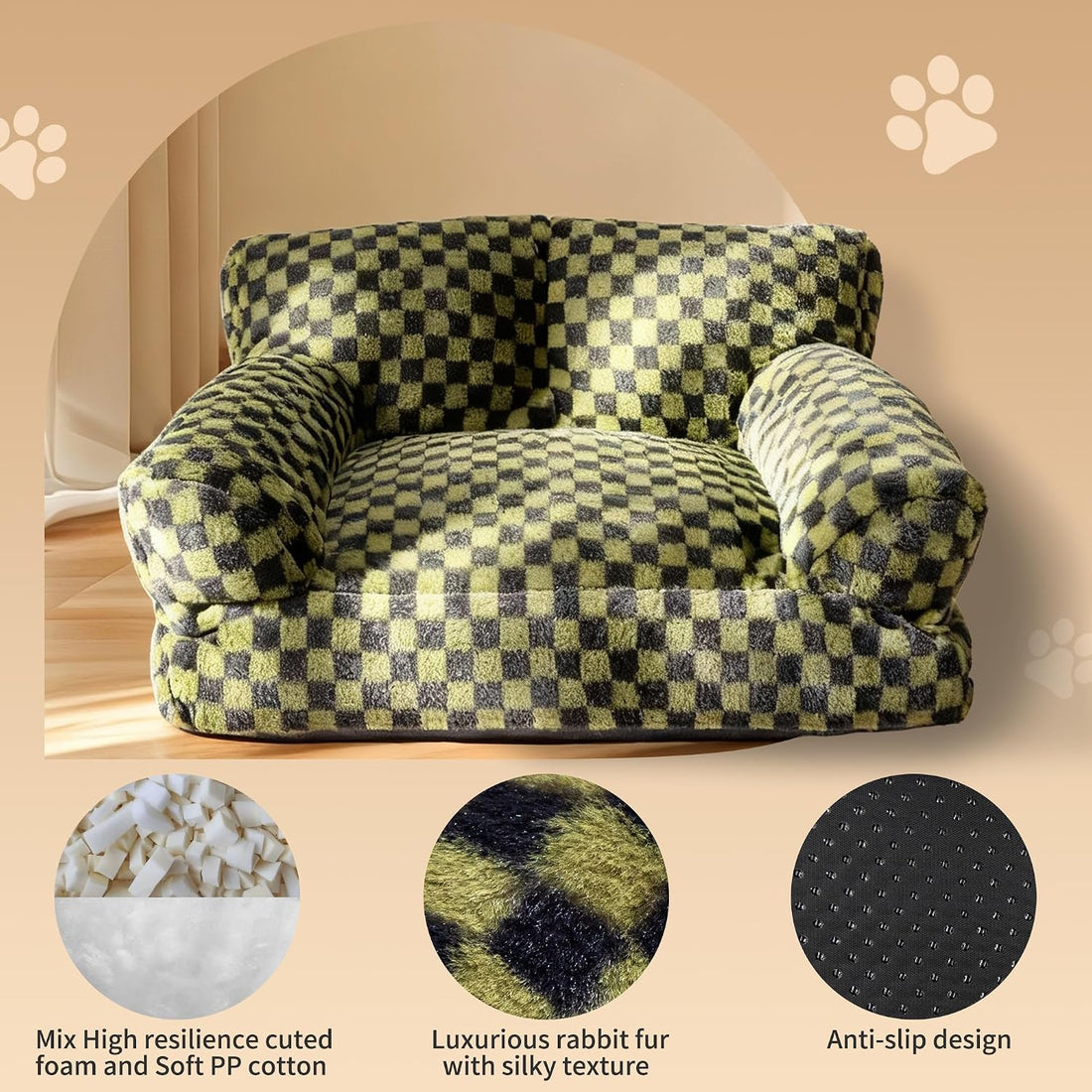 Faux Fur Cat & Dog Sofa Cat Couch Mini Cat Bed Indoor Human Style Pet