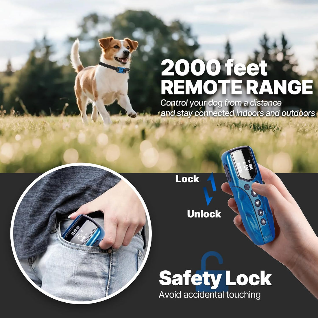 Lightest No Shock Dog Training Collar with 2000ft Remote,Tiniest