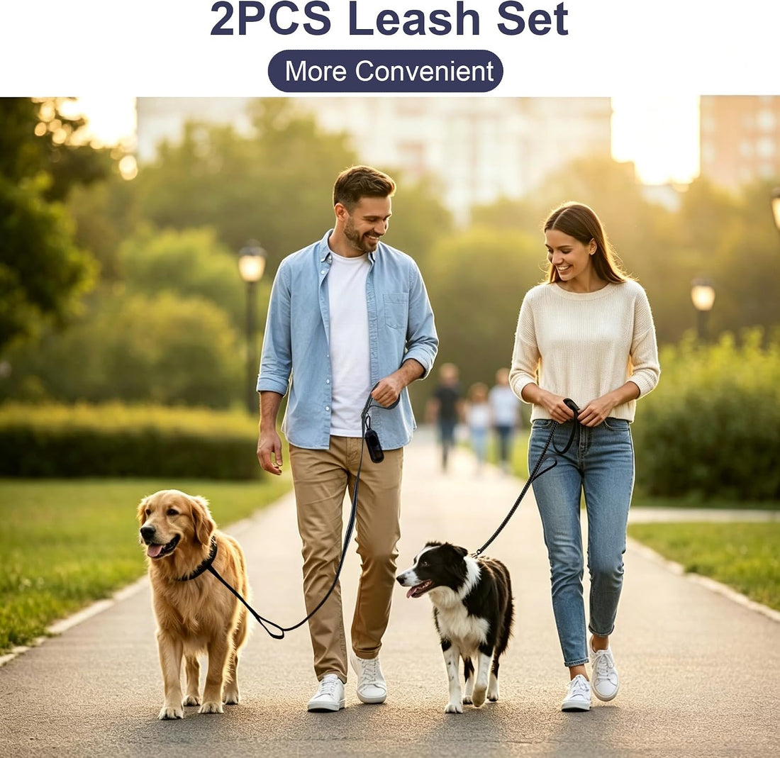 2 Pack Dog Leash, 6 FT Heavy Duty Dual Handle Reflective Leash