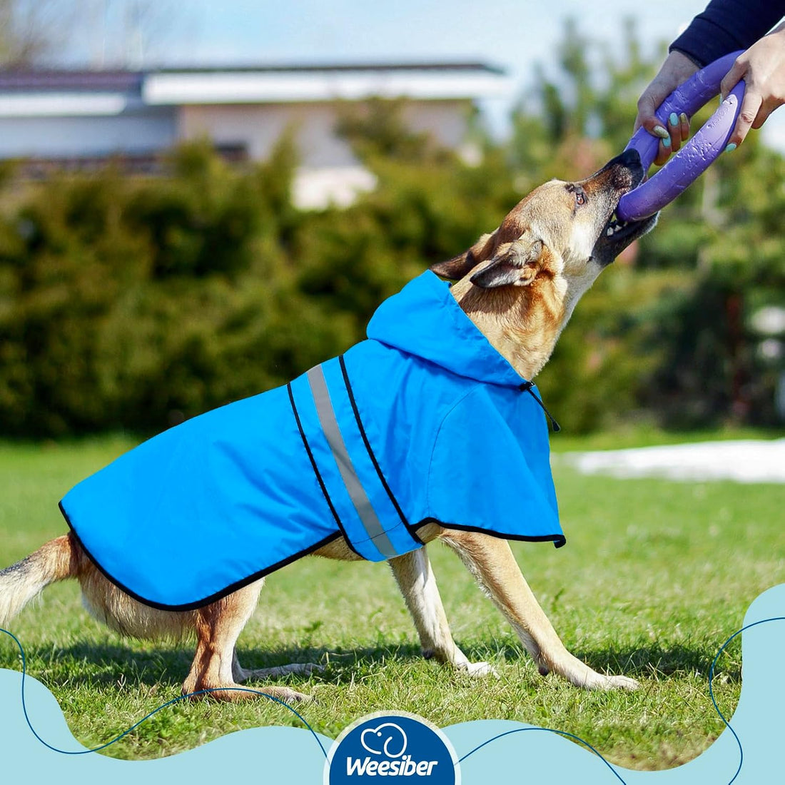 Weesiber Dog Raincoat, Adjustable Dog Rain Jacket Hooded Poncho