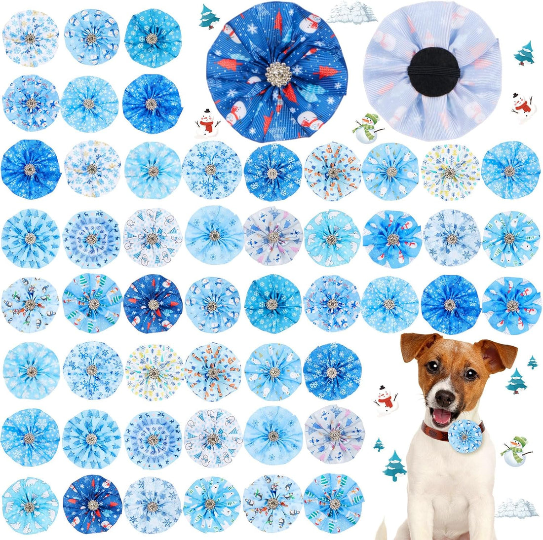 Huhumy 50 Pcs Halloween Dog Collar Bows Flowers Bulk for Small Medium