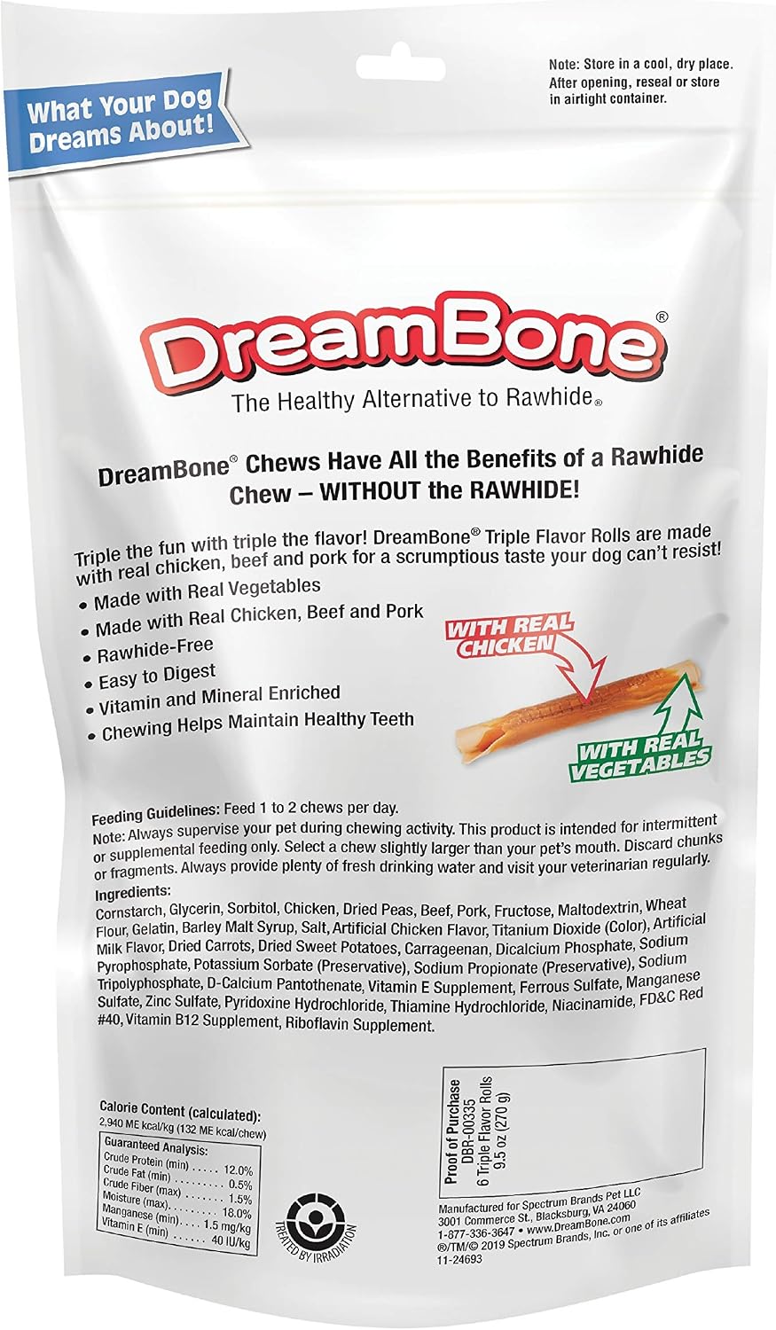DreamBone Triple Flavor Rawhide-Free Dog Chews