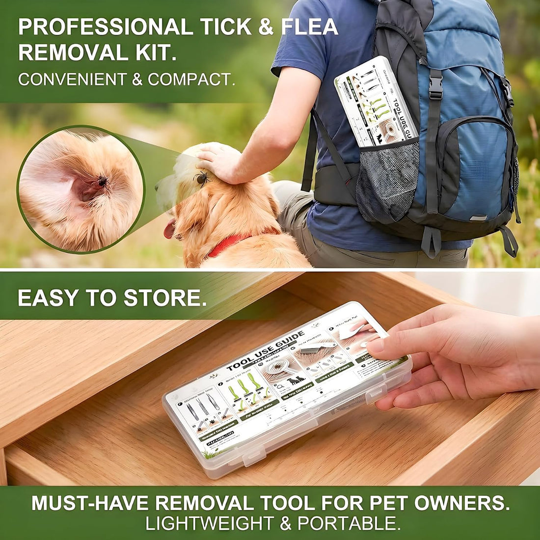 Stainless Steel Tick Removal Tool Kit Safe for Dogs Cats Humans