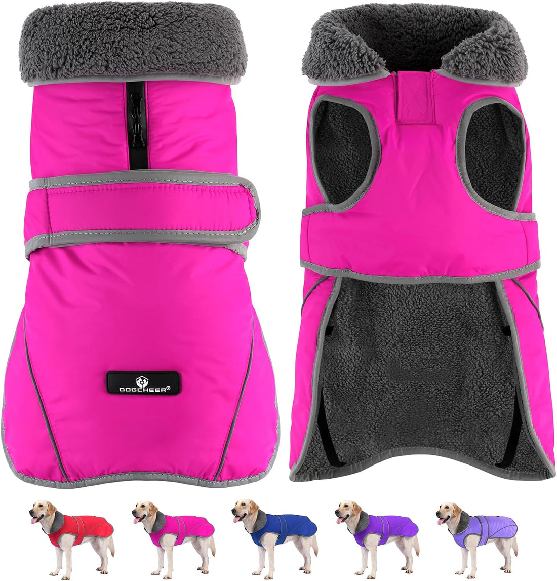 Dogcheer Dog Winter Coat, Waterproof Warm Dog Jacket with Adjustable