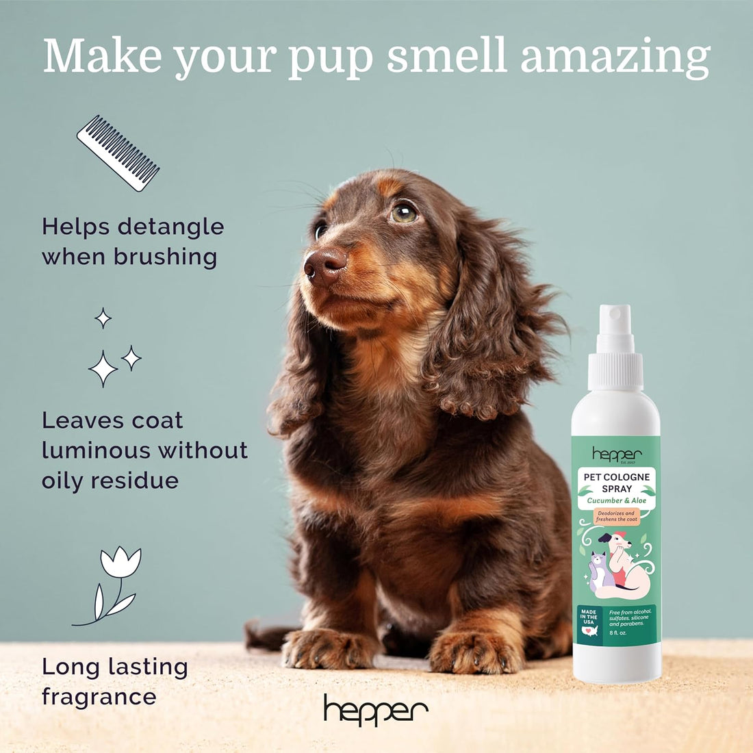 Hepper Pet Cologne Spray for Dogs & Cats - Cucumber & Aloe - 8oz