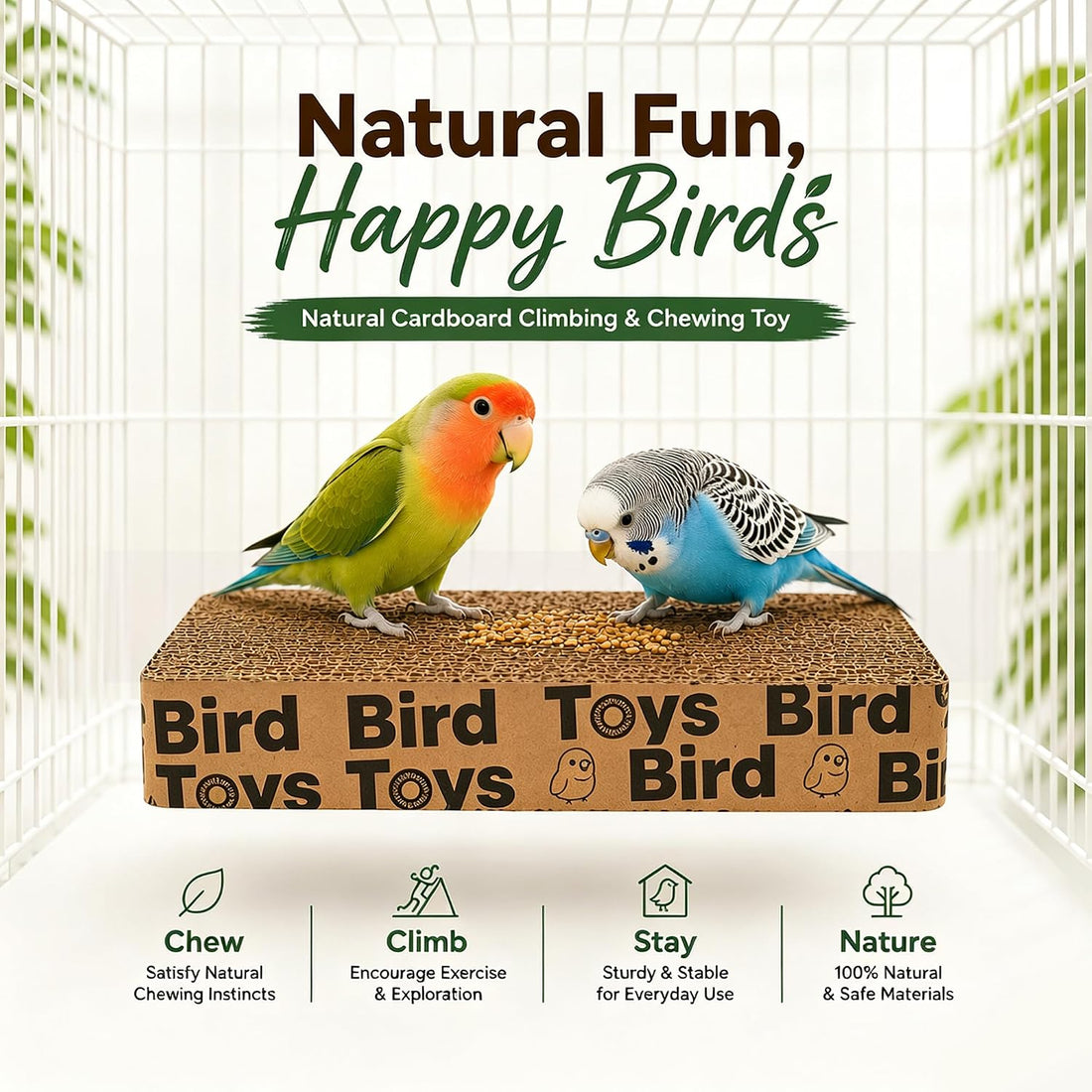 7.8” Paper Bird Shredding Toys,Bird Cage Platform for Small Medium
