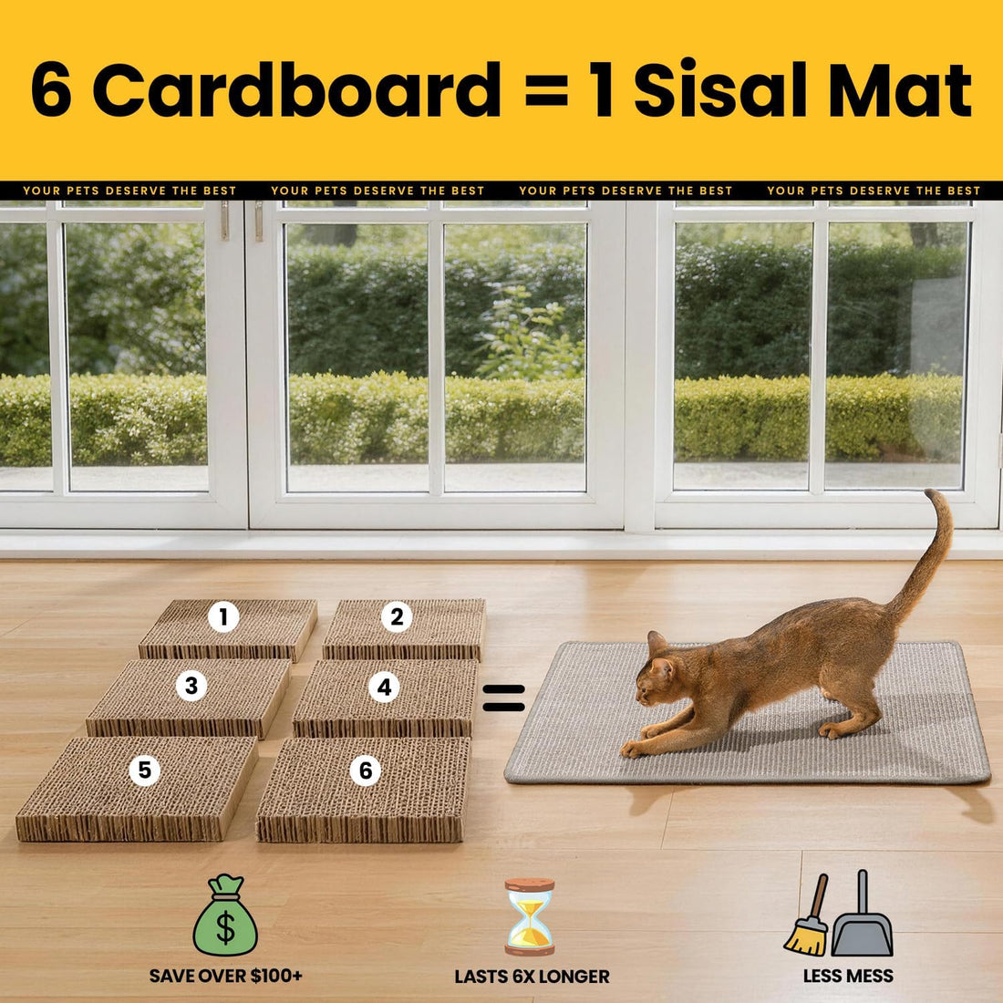 Conlun Cat Scratcher Mat,Natural Sisal Cat Scratch Pad,Horizontal