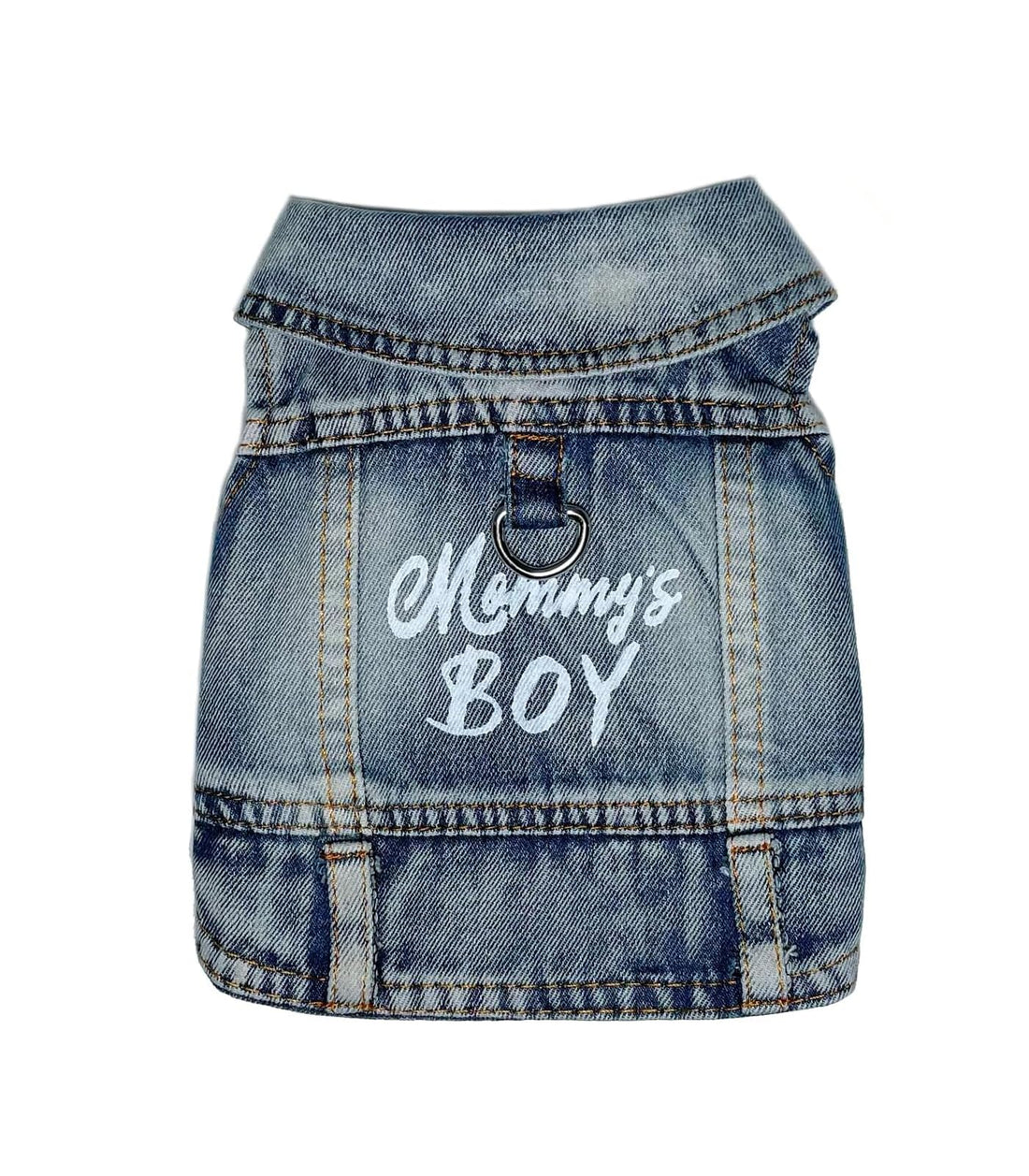 JcDuDoi Dog Jeans Jacket Mommy's Boy Denim Pet Coat for Puppy Small