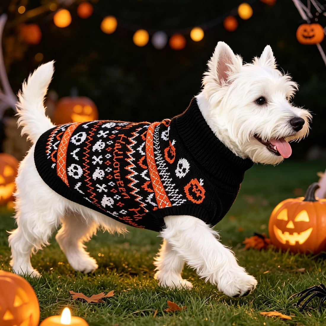 PUPTECK Small Halloween Dog Sweater Ugly Soft Warm Clothes Fall Outfit