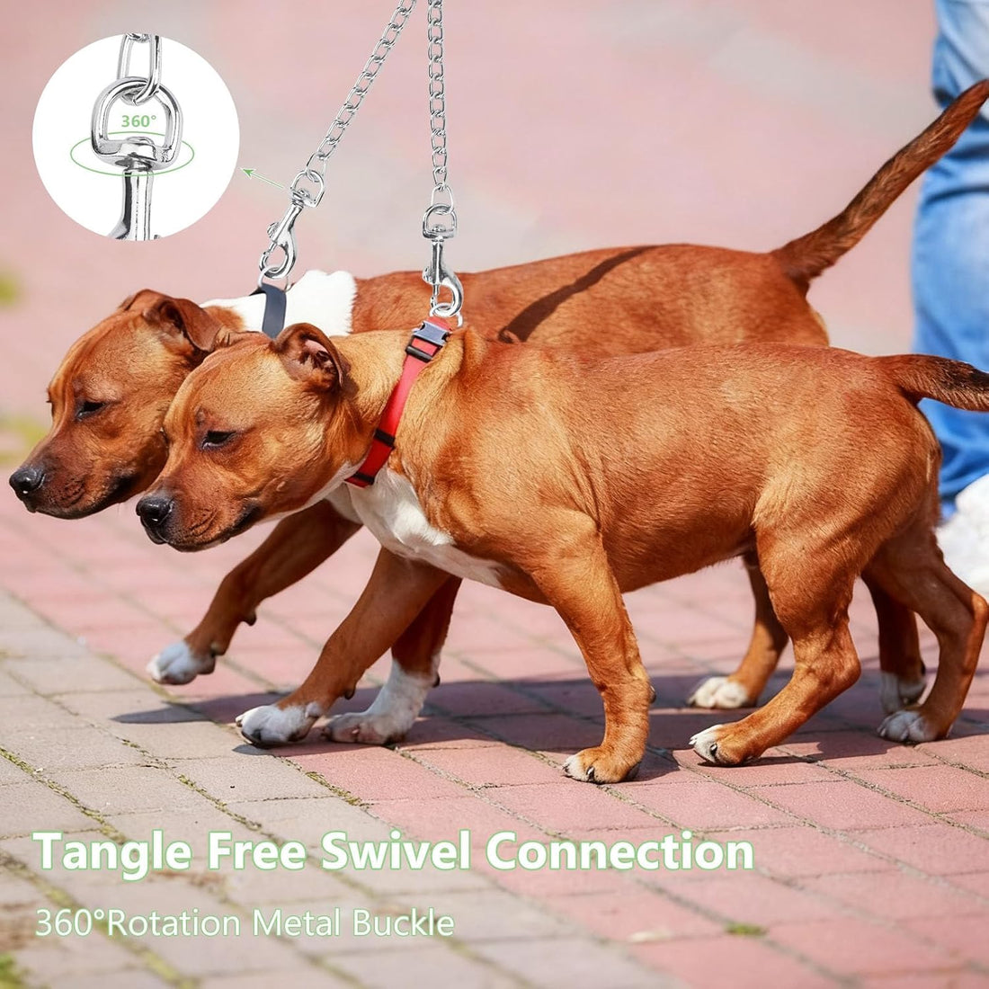 Hypeety Double-Head Dog Leash Chain Heavy Duty Twin Lead for 2 Dogs