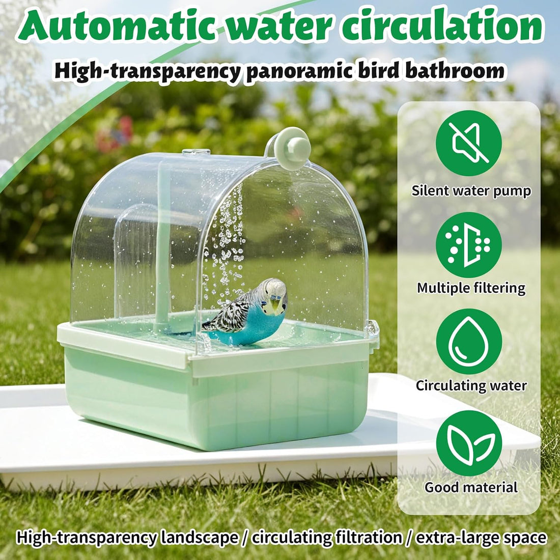 Maxdot Automatic Bird Bath for Cage Electric Bird Shower with Pump