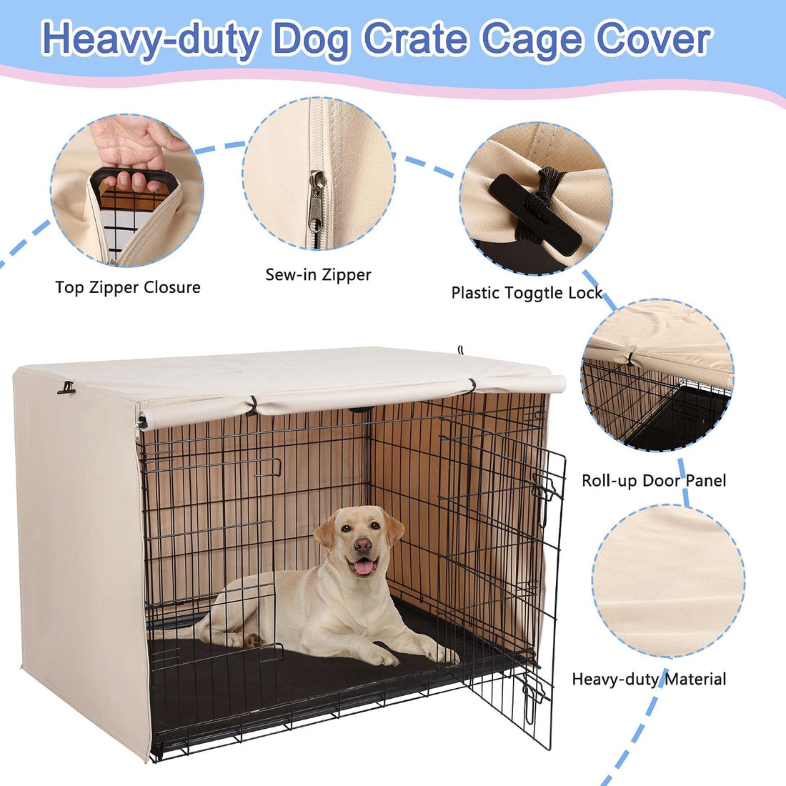 Deblue Dog Crate Cover, Durable Polyester Indoor Pet Kennel Cover