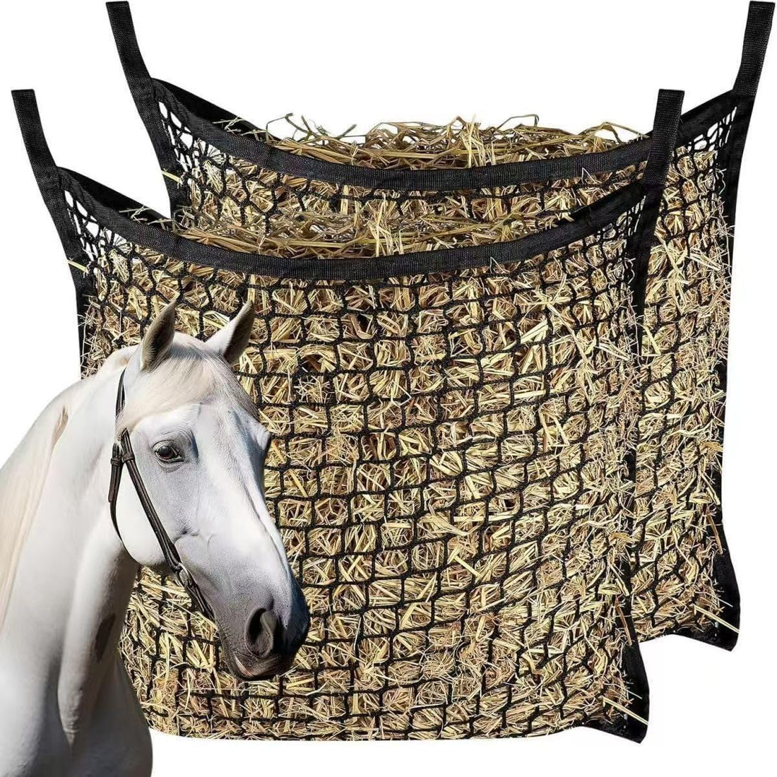 Martx 5x5ft Round Bale Hay Net for Horses Slow Feed, Knotless Feeder