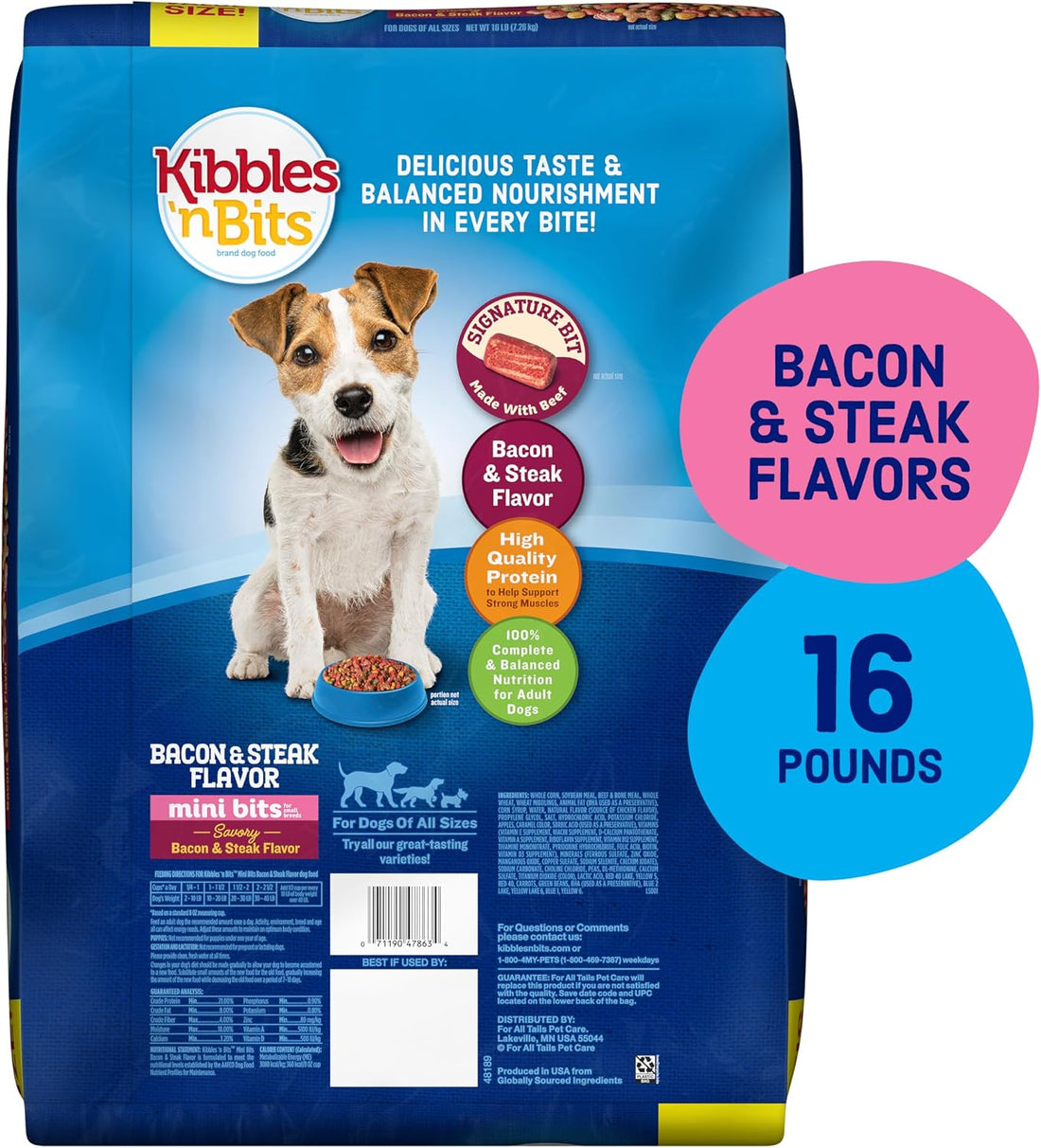 Kibbles 'n Bits Mini Bits Small Breed Dry Dog Food, 3.5 lb. Bag